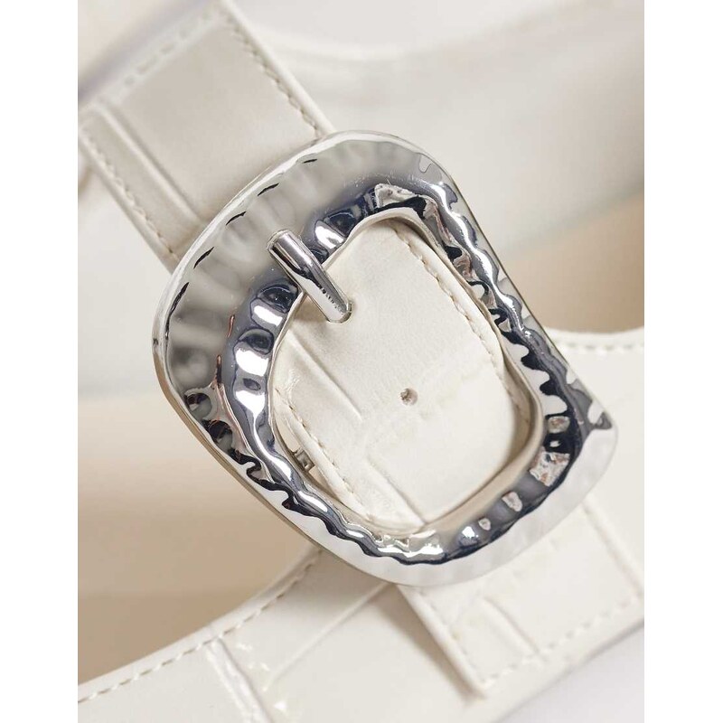 ASOS DESIGN Linton square toe mary jane ballets in white croc