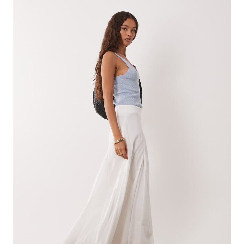 ASOS Petite ASOS DESIGN Petite cotton godet maxi skirt in white 115521350