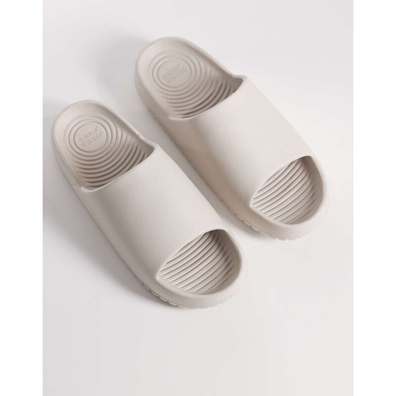 Jack & Jones moulded slider in beige-Neutral