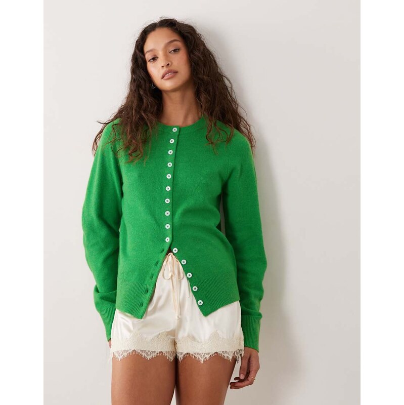ASOS DESIGN fitted cardigan in green 115521954