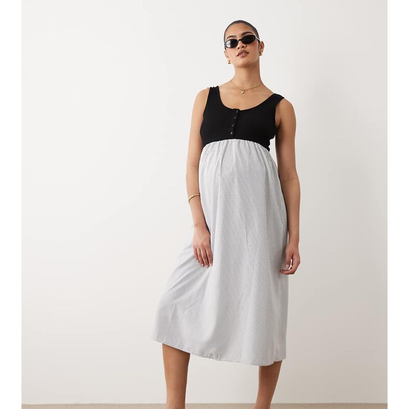 Mama.licious Mamalicious Maternity sleevless midi dress with contrast 114969424