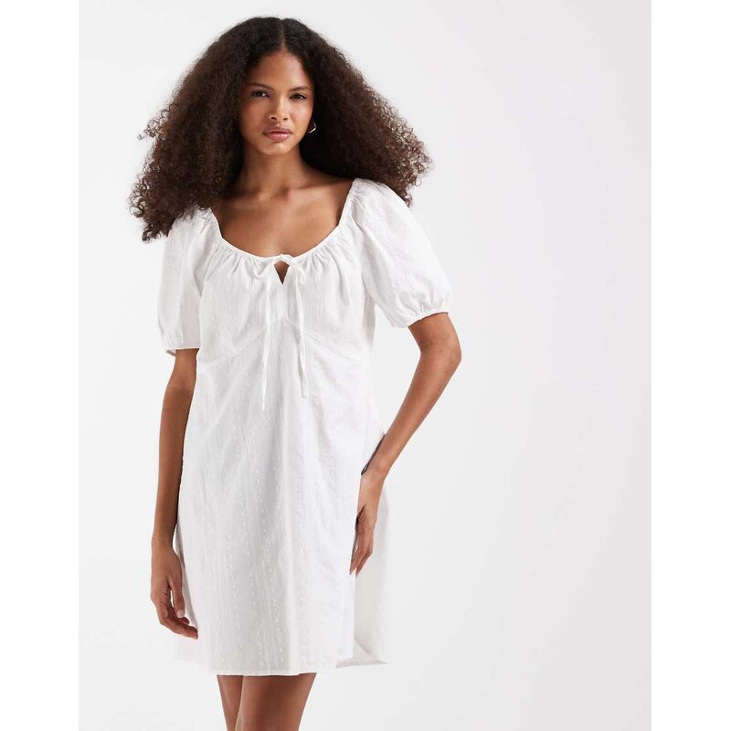 Vero Moda cotton broderie puff sleeve milkmaid mini dress in white