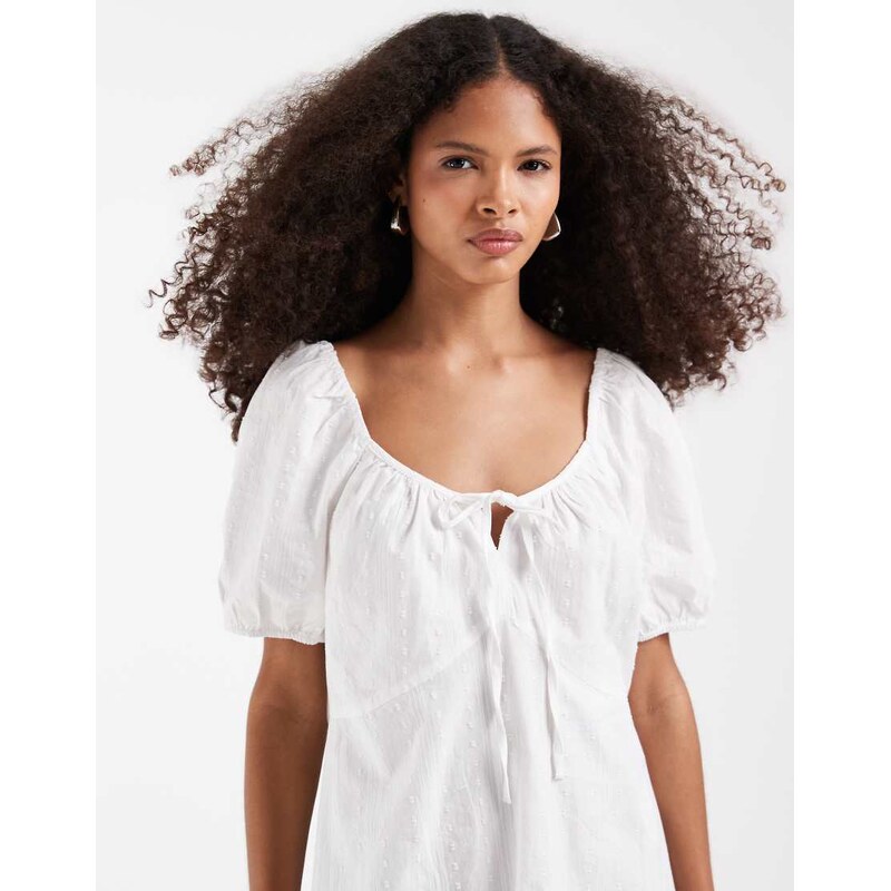 Vero Moda cotton broderie puff sleeve milkmaid mini dress in white