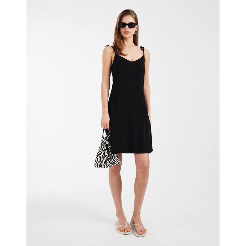 Vero Moda Easy tie shoulder cami mini dress in black