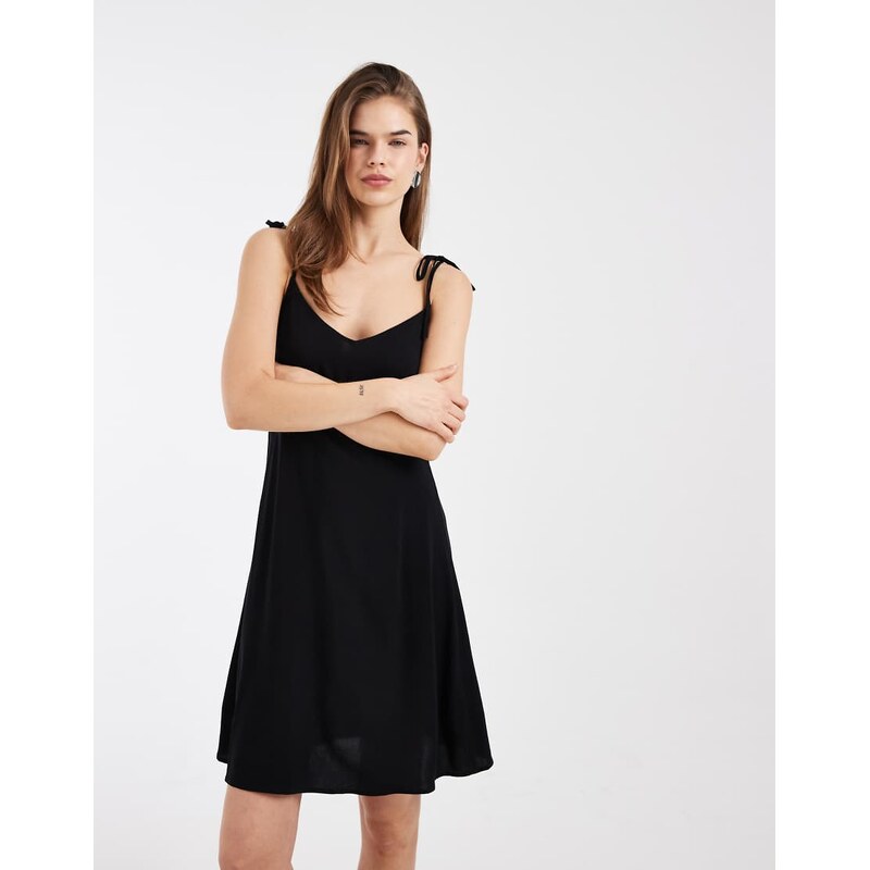 Vero Moda Easy tie shoulder cami mini dress in black