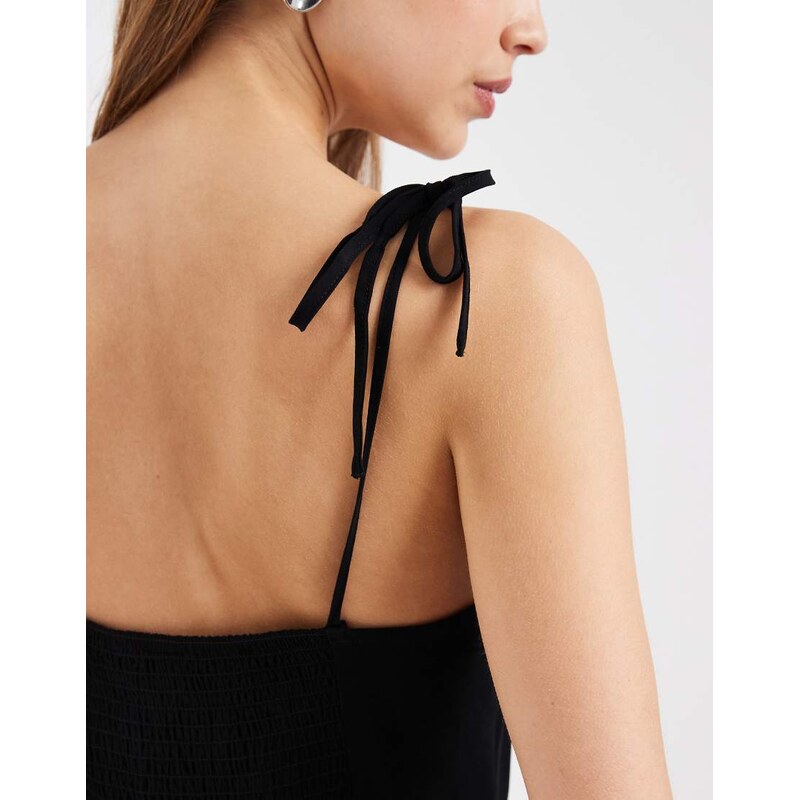 Vero Moda Easy tie shoulder cami mini dress in black