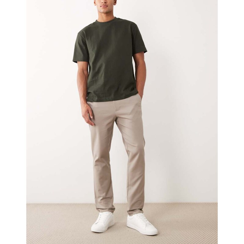 River Island core slim chinos in beige-Neutral