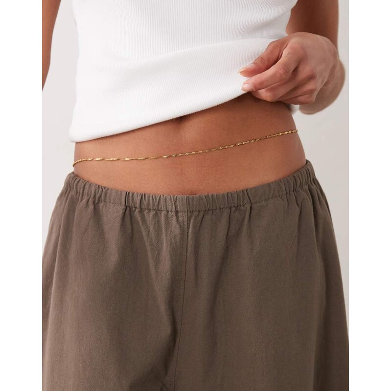 ASOS DESIGN waterproof stainless steel belly chain in gold tone