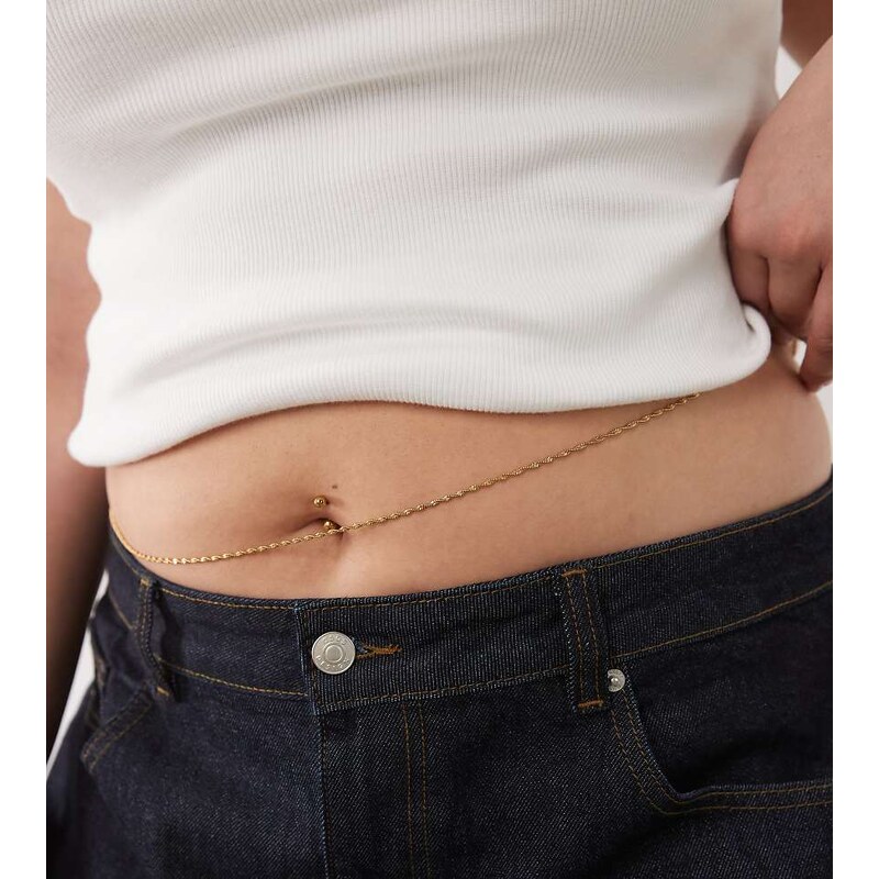 ASOS Curve ASOS DESIGN Curve waterproof stainless steel belly chain in 115522618