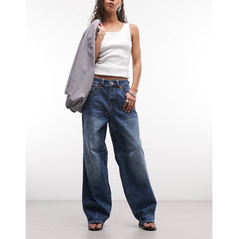 True Religion bailey barrel jeans in dark wash blue 114969517