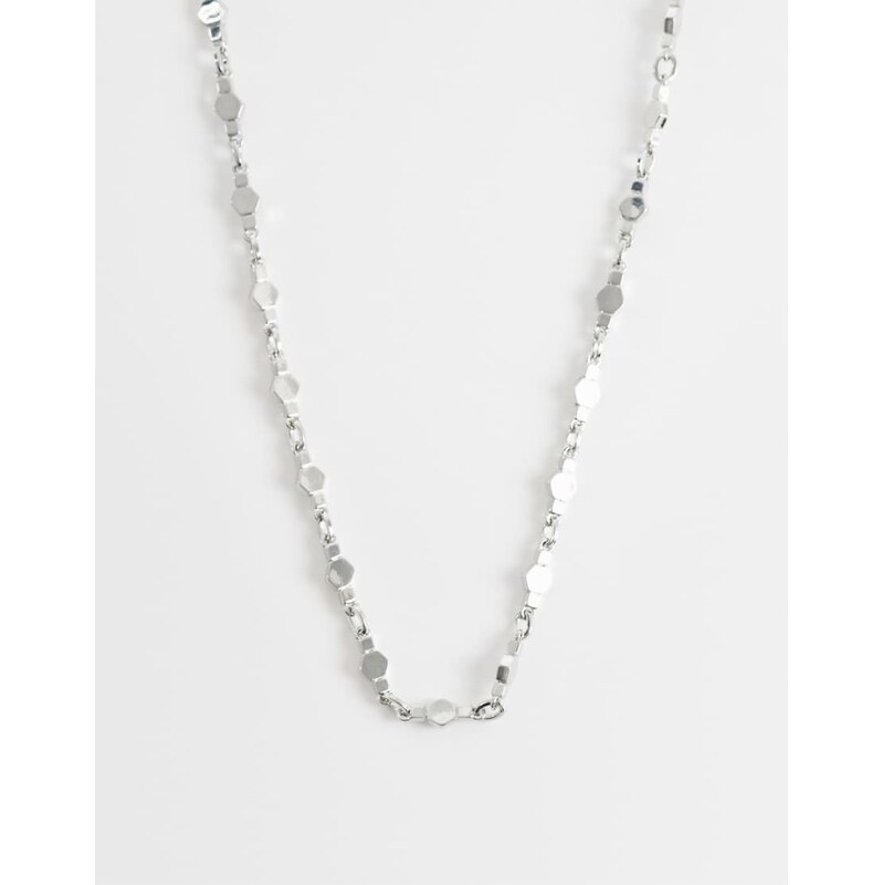 ASOS DESIGN hexagon link chain necklace in silver