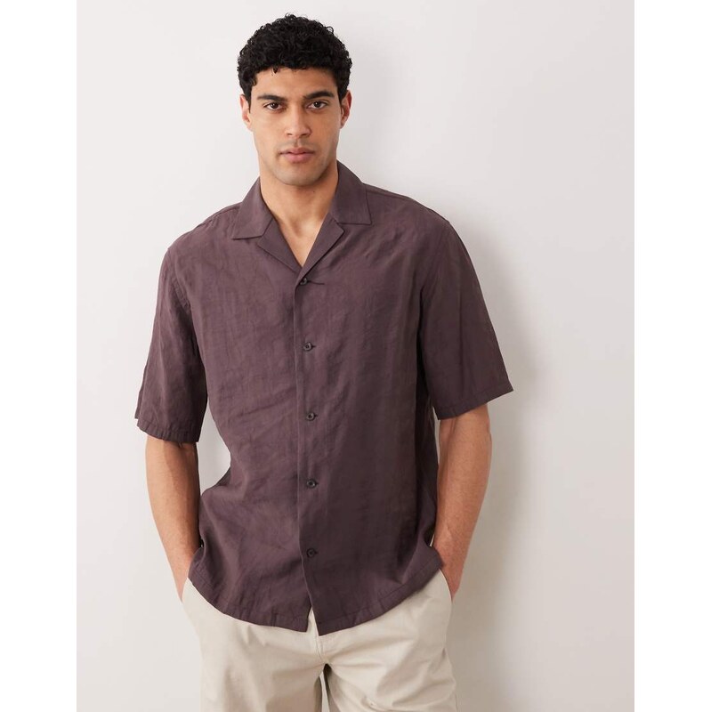 Mango modal mix jacquard texture floral shirt in burgundy-Red