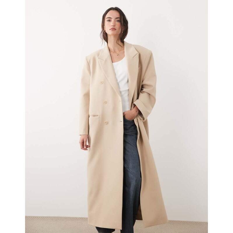 ASOS DESIGN oversized manzy maxi blazer in camel-Neutral