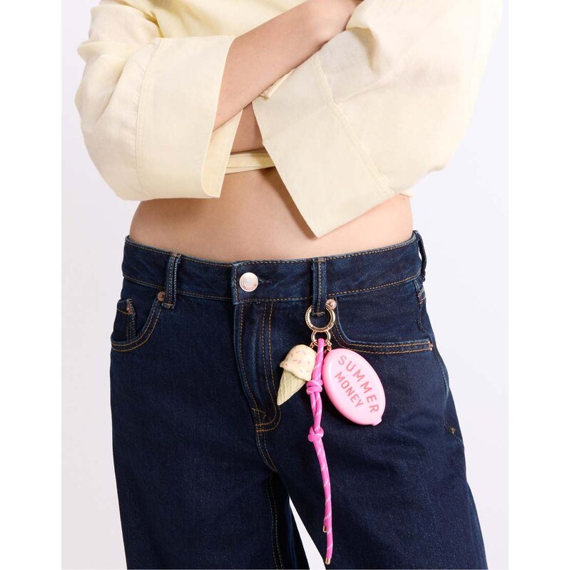Stradivarius Ice cream charm key ring in pink 114969774