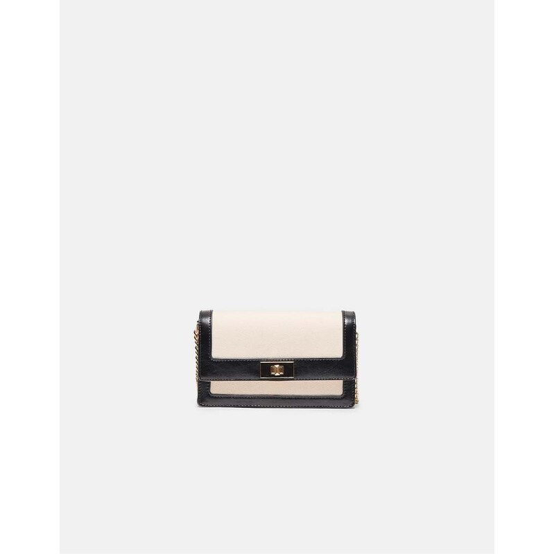 Stradivarius Contrast canvas crossbody bag in ecru-White 114969828
