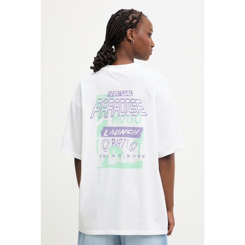 HUGO Blue tričko dámské bavlněné Oversized_Tee_B 114970360
