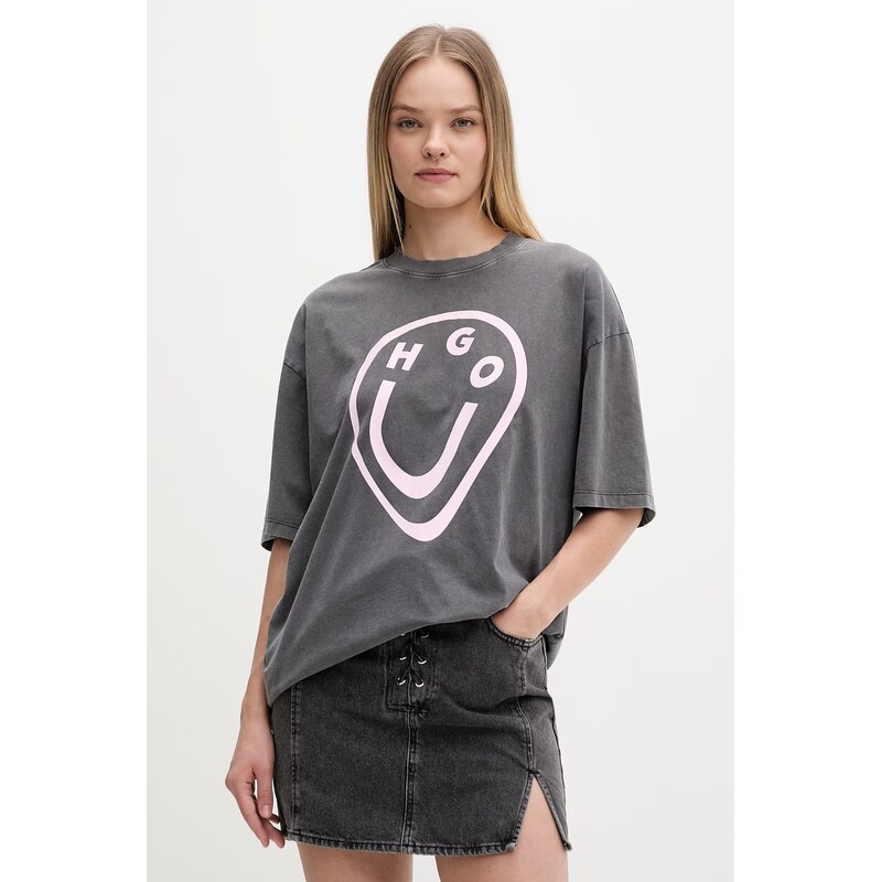 HUGO Blue tričko dámské bavlněné Oversized_Tee_B 114970405