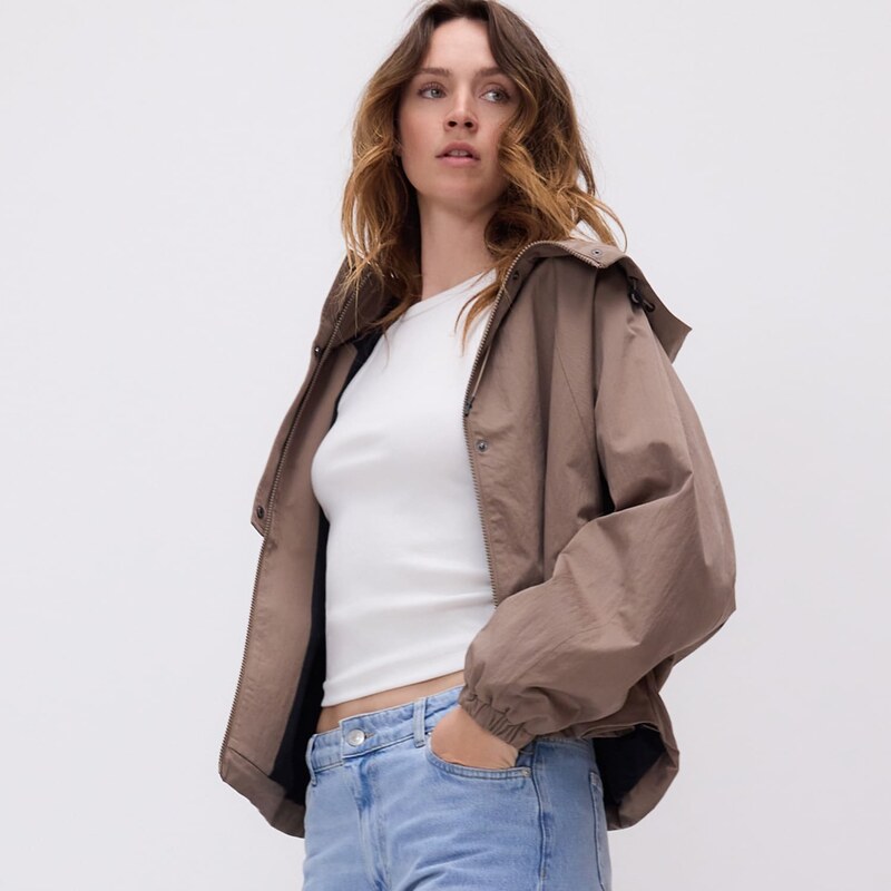 Reserved - Parka s kapucí - šedobéžová 114882973