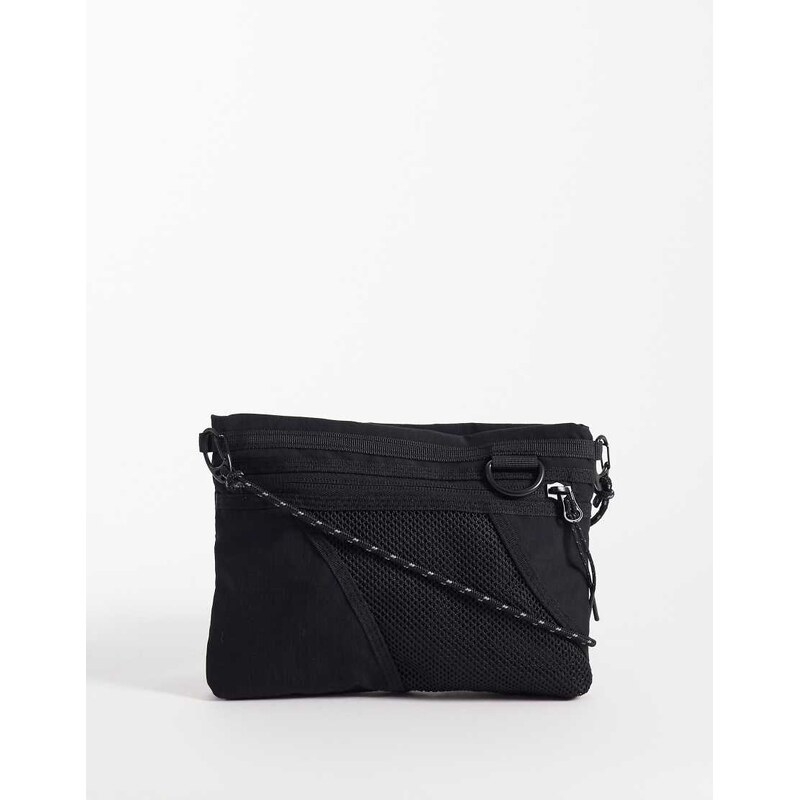 Weekday hiker mini cross body bag with mesh detail in black