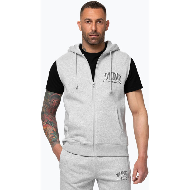 Pánská mikina Pitbull Badger Hooded Vest Zip grey/melange