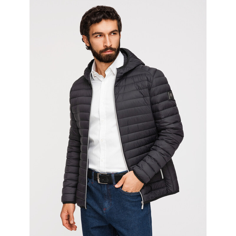 Ombre Ultralight mens natural down jacket with stowable pouch -