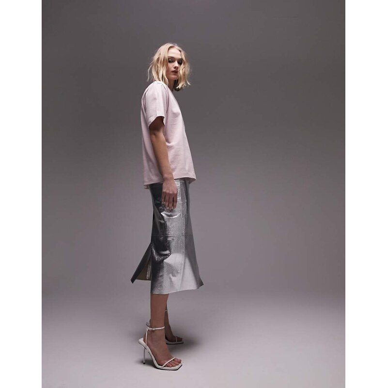 Topshop premium basic short sleeve tee in light pink