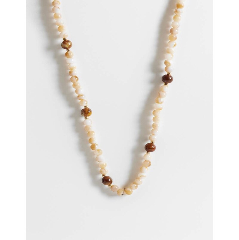 ONLY beaded necklace in earthy tones-White