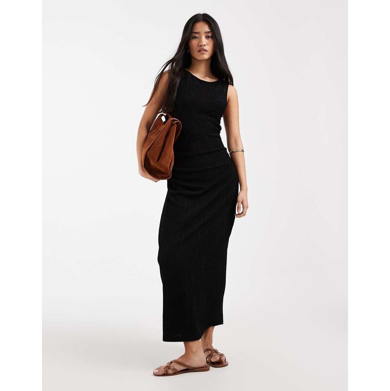 ONLY ruched detail maxi dress in black