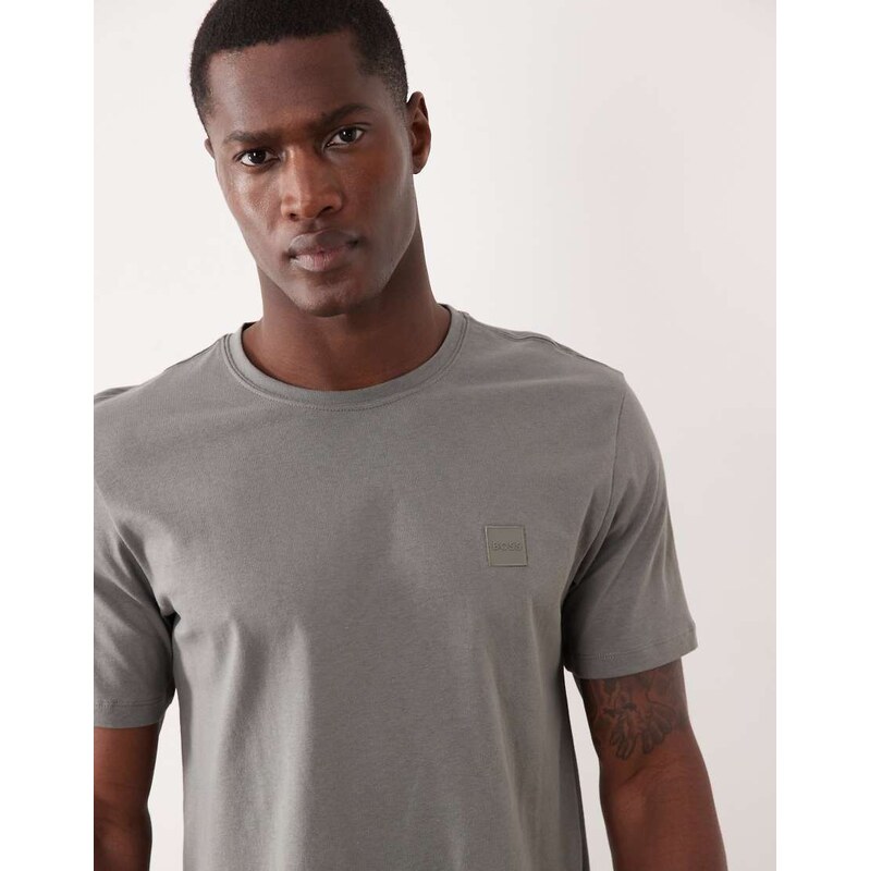 BOSS Orange Hugo Boss cotton jersey with patch logo t-shirt in dark grey