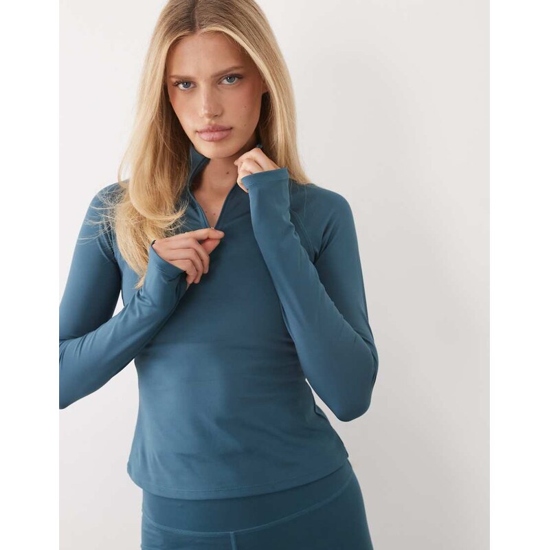 4505 active 1/4 zip long sleeve training top in ocean blue 114975336