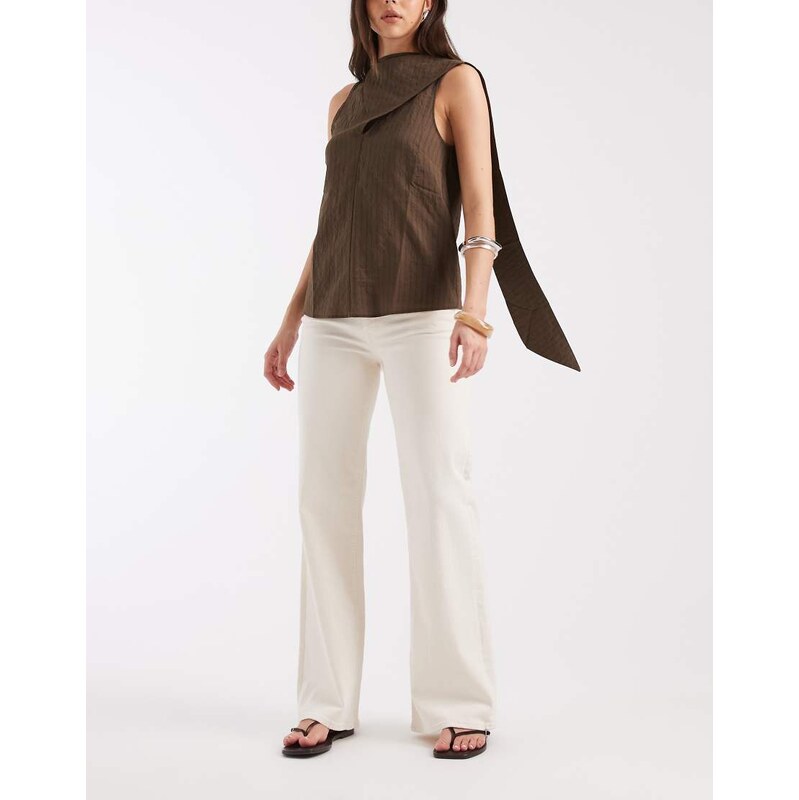 JJXX Rome mid waist flared fit jeans in white