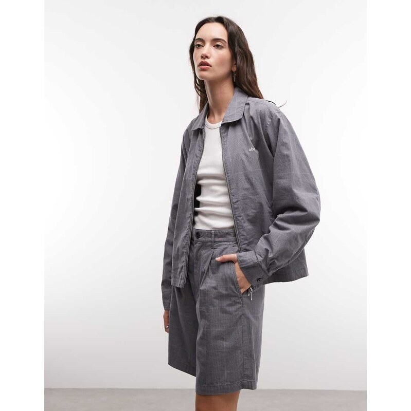 Obey olivia plaid zip up jacket co-ord in grey