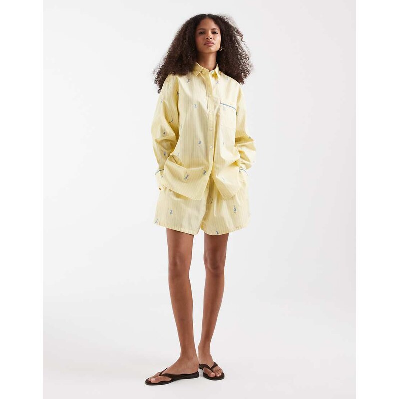 Lacoste co-ord mini tennis player print shorts in yellow 114975206