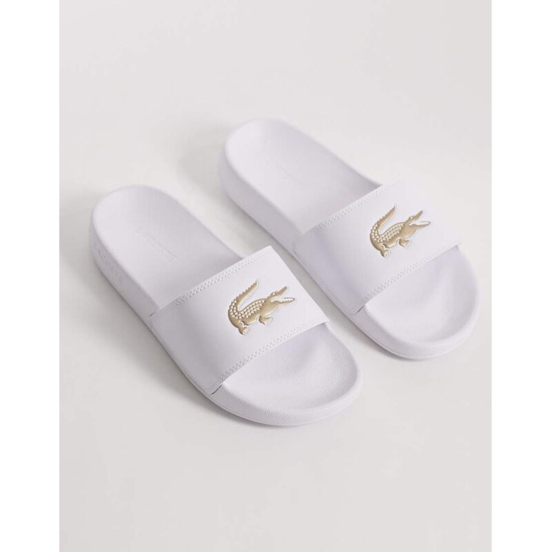 Lacoste Serve 0.0 logo sliders in white 115005500