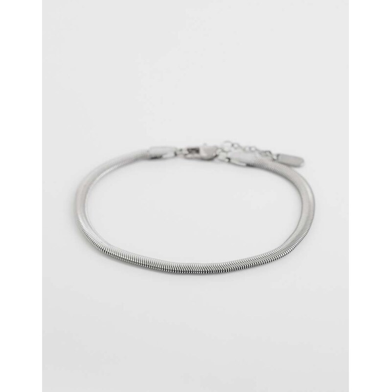 ASOS DESIGN waterproof stainless steel flat chain bracelet in