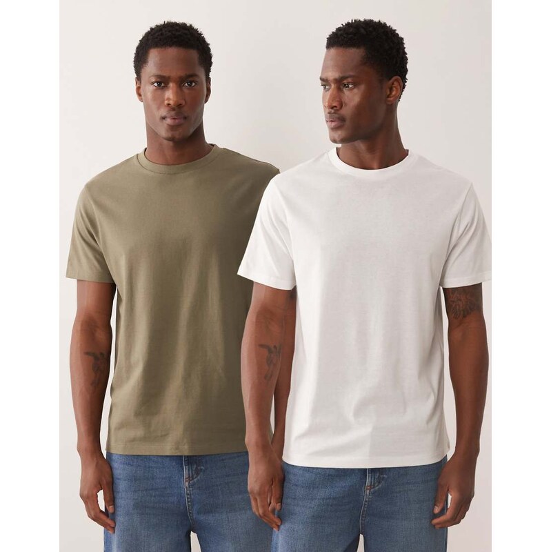 ASOS DESIGN Essentials 2 pack regular fit t-shirt in white and