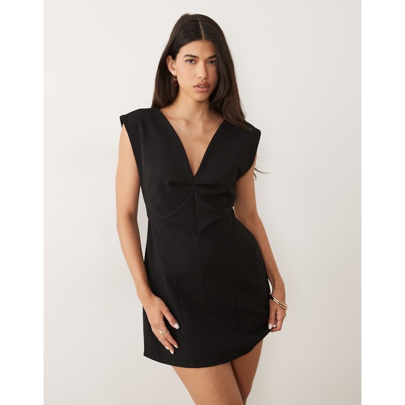 ASOS DESIGN structured panel mini dress in black