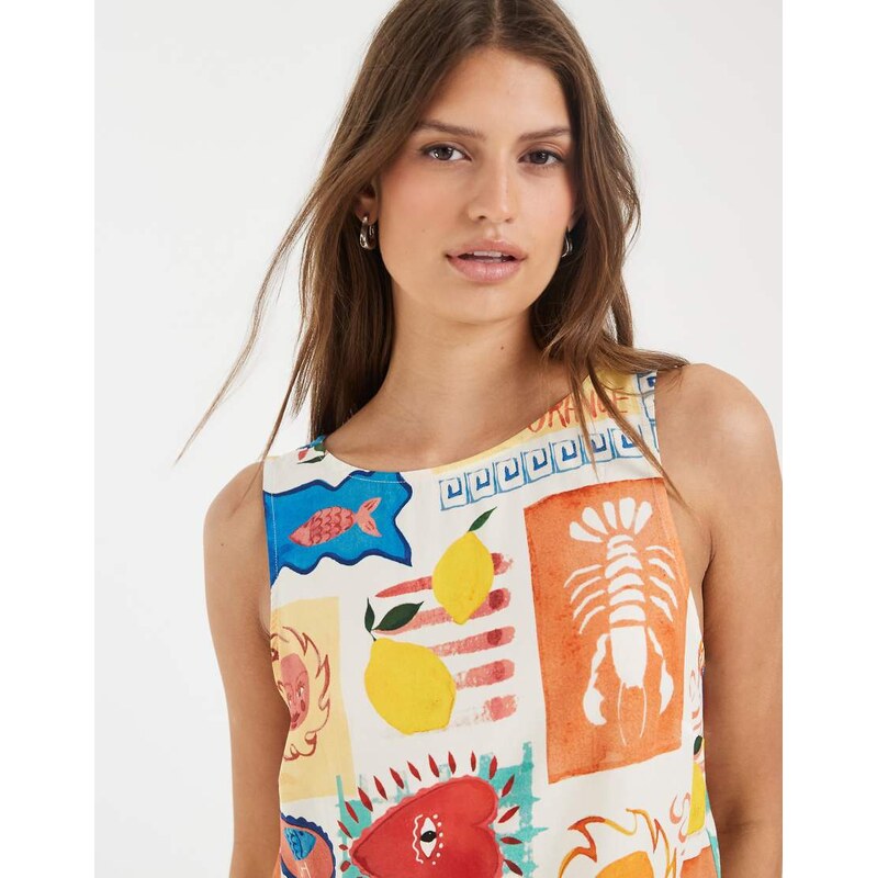 Pieces sleeves top co-ord in lobster and heart graphic print-White 115052208