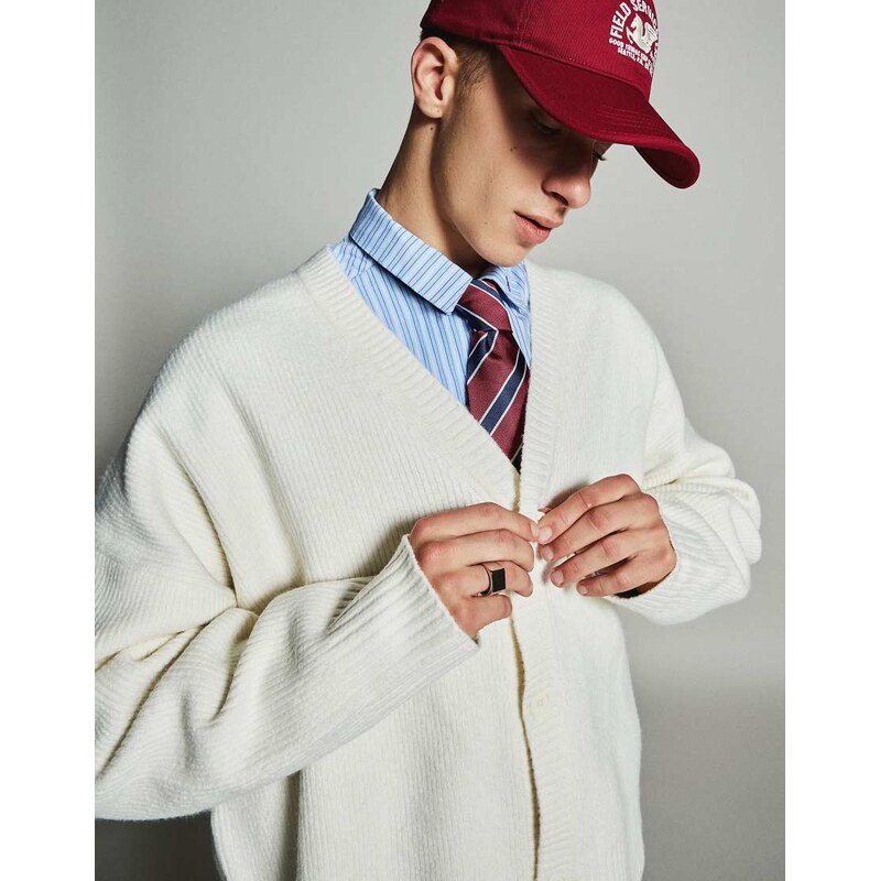 Bershka Striped tie in red