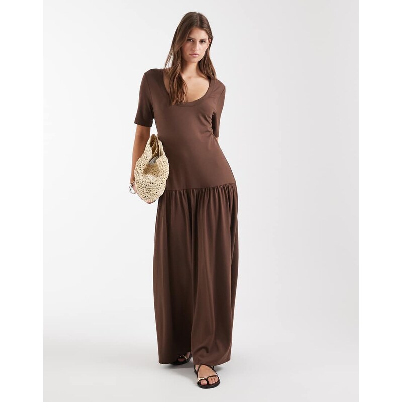& Other Stories dropped waist midi dress with scoop neck in
