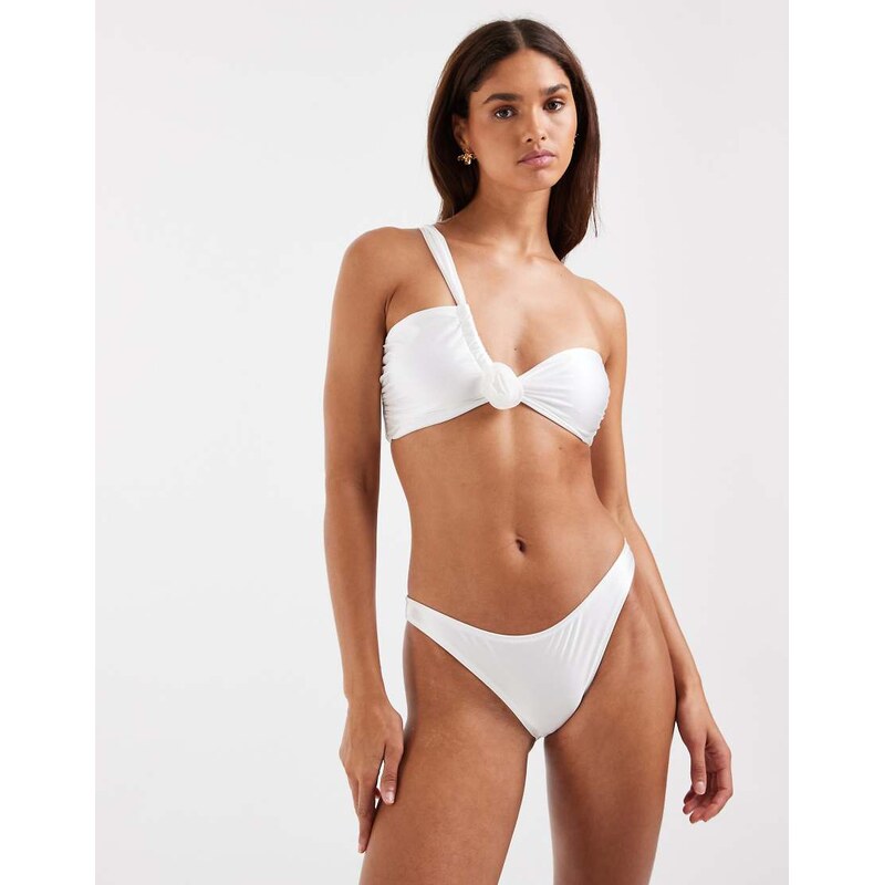 Vero Moda ruched bum brazilian bikini brief in pearly white 115522280