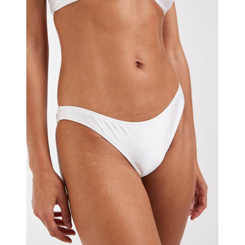Vero Moda ruched bum brazilian bikini brief in pearly white