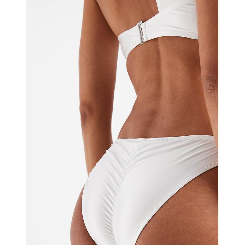 Vero Moda ruched bum brazilian bikini brief in pearly white