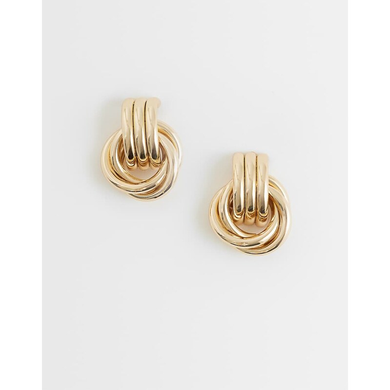 ASOS DESIGN stud door-knocker earrings in gold tone