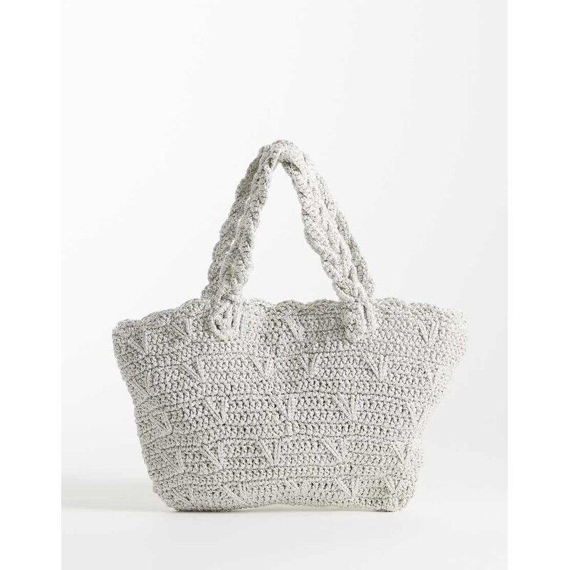 Mango Teen knitted handbag in silver 114975364