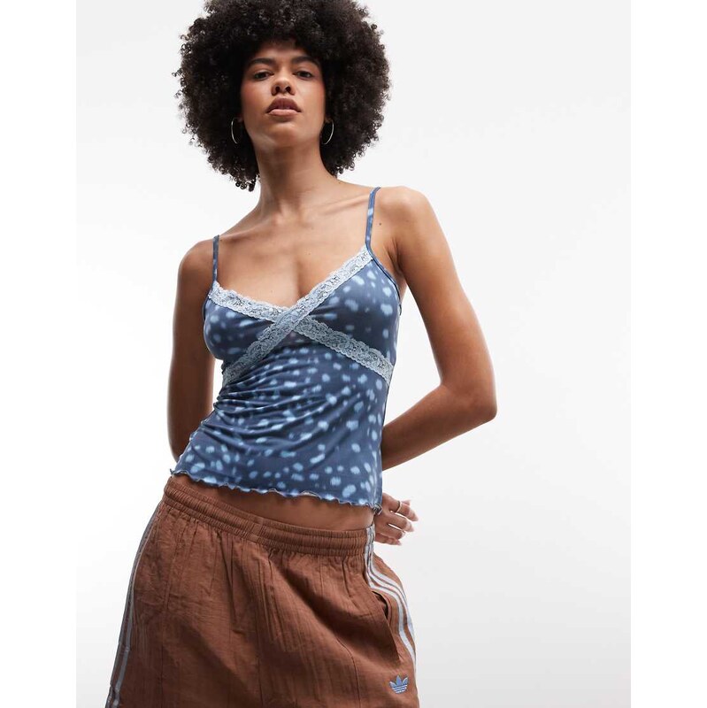 Reclaimed Vintage animal print lace cami in blue