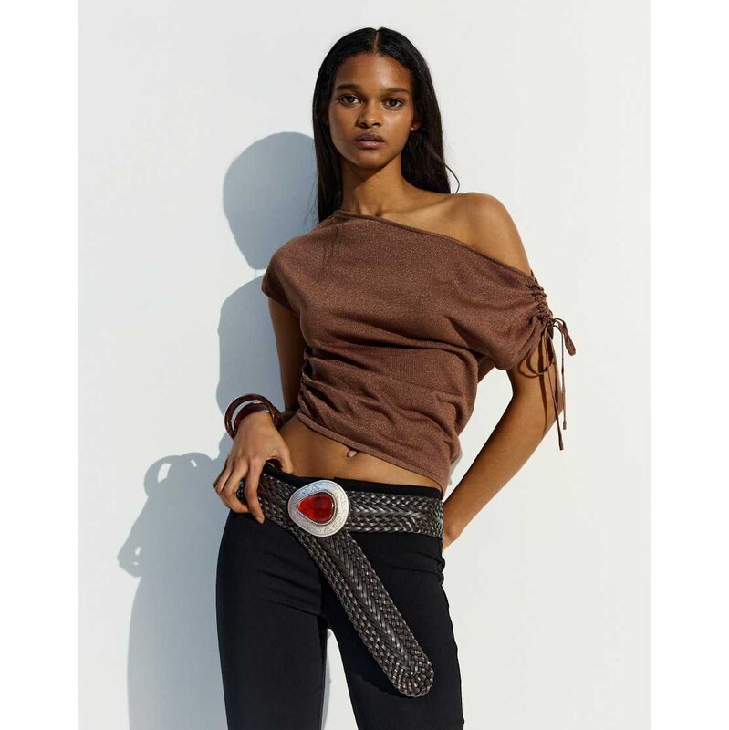 Bershka Braided belt in brown 115155988