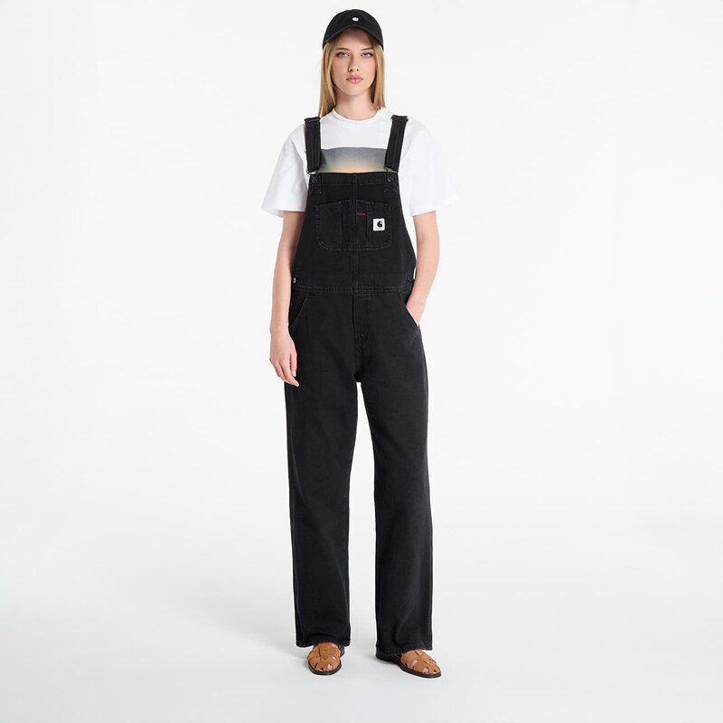Džíny Carhartt WIP W Bib Overall Straight Black Stone Washed S