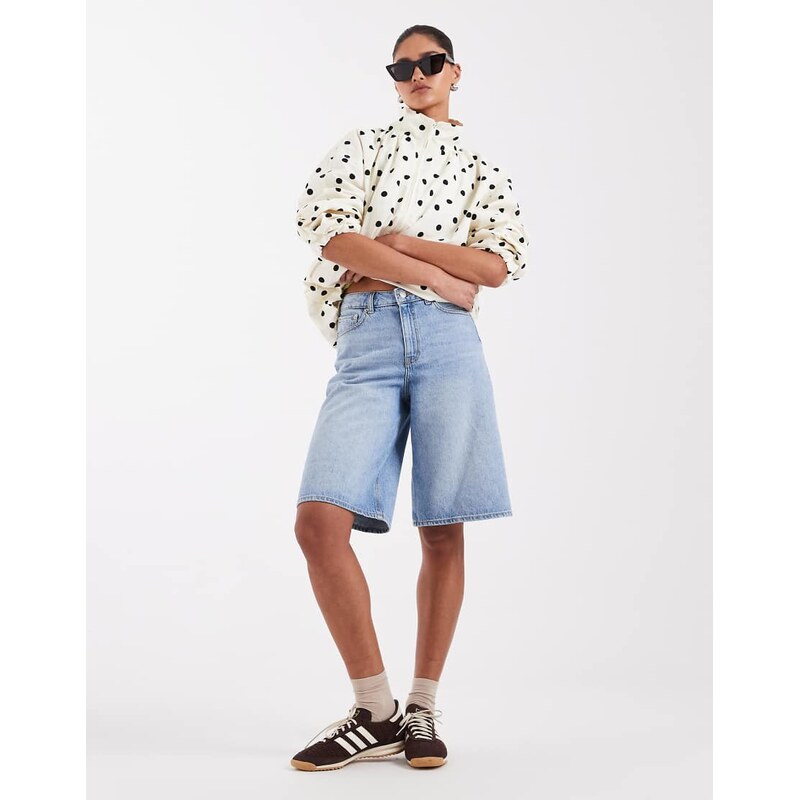 JJXX Tokyo denim jorts in mid blue 114969257