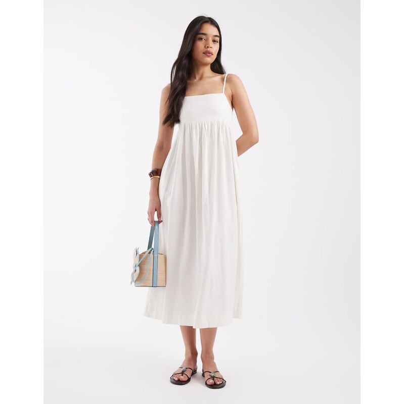 JJXX linen blend maxi dress in white
